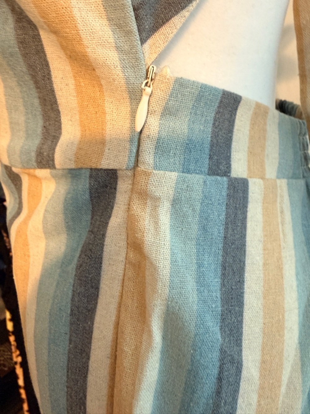 Knot Sisters Striped Linen Blend Wide Leg Jumpsuit Tie Back Boho NWT Small - Picture 7 of 12